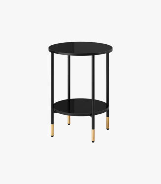 New Mark Impex Side Table, 2 Tiers, Round Tray Table